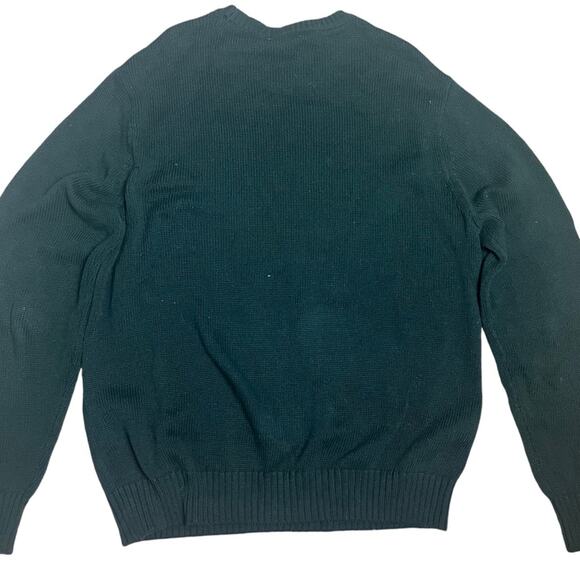 Holiday Dad Sweater Mens Medium Green Cotton Knit Moose Elk Snowflake Gift Idea - Picture 3 of 9
